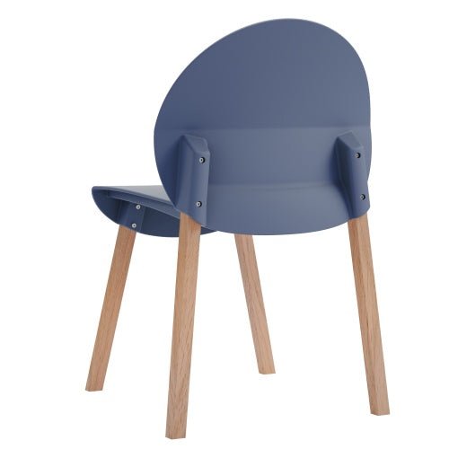 4 - Pack Grey Blue Chairs Red Oak Wood Legs & PP Seat, Indoor Dining & Living Room Furniture Set - Serenity Spaces