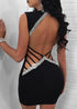 Sexy Slim Ladies Deep V - neck Bodycon Party Dresses Women Summer Sleeveless Hollow Out Backless Package Hip Dress Clubwear - Serenity Spaces