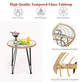 3 Pieces Rattan Furniture Set With Cushioned Chair Table - Serenity Spaces