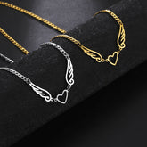 Hollow Heart Angel Wing Necklace - Serenity Spaces