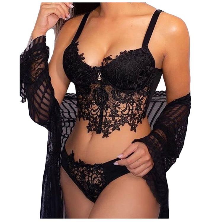 Three - Point Perspective Sexy Backless Lace Sexy Lingerie - Serenity Spaces