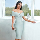 Bandage Dress Women Off Shoulder Midi Club Party Dresses - Serenity Spaces