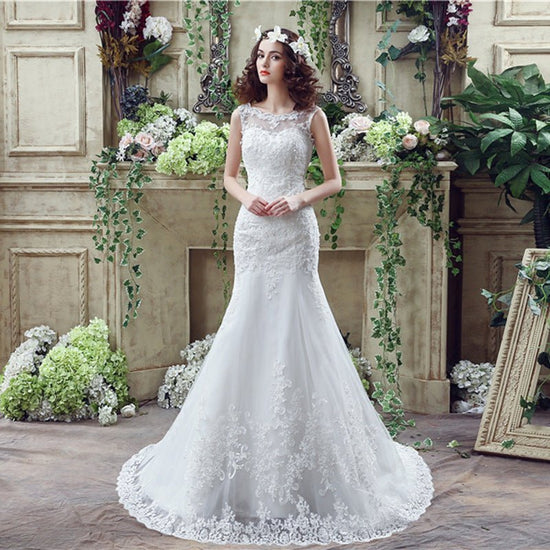 Bride Trailing Wedding Dress Sexy Lace Mermaid Wedding Dress - Serenity Spaces