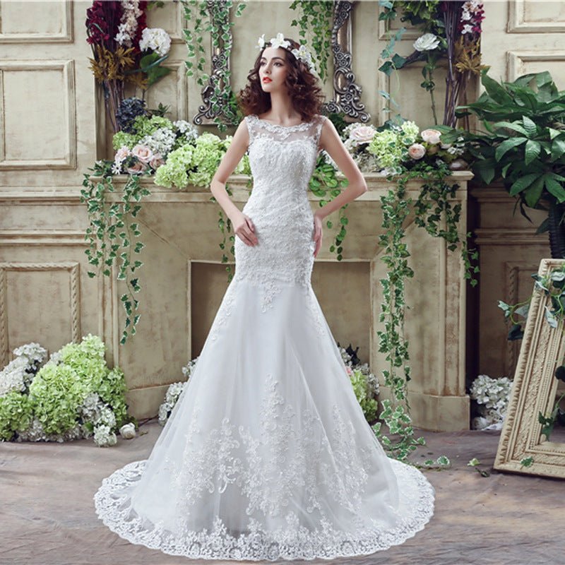 Bride Trailing Wedding Dress Sexy Lace Mermaid Wedding Dress - Serenity Spaces