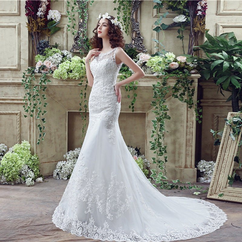 Bride Trailing Wedding Dress Sexy Lace Mermaid Wedding Dress - Serenity Spaces