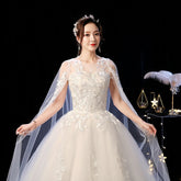 Elegant Wedding Dress Female Long Shoulder - Serenity Spaces
