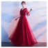 Beauty - Emily Tulle V Neck Ruffle Evening Dresses Long A - line Crystal Formal Dress Party Prom Gowns Lace Up Back Vestido de noche - Serenity Spaces
