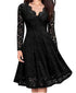 Women Dresses V - Neck Off Shoulder Lace Evening Party Dress Long Sleeve Dress Spring Autumn Vestido Invierno Mujer - Serenity Spaces