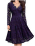 Women Dresses V - Neck Off Shoulder Lace Evening Party Dress Long Sleeve Dress Spring Autumn Vestido Invierno Mujer - Serenity Spaces