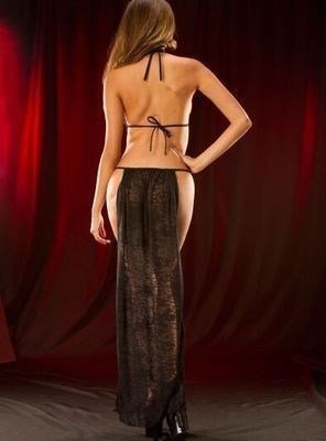 Pajamas Sexy Long Dress Halter Sexy Lingerie Black And White - Serenity Spaces