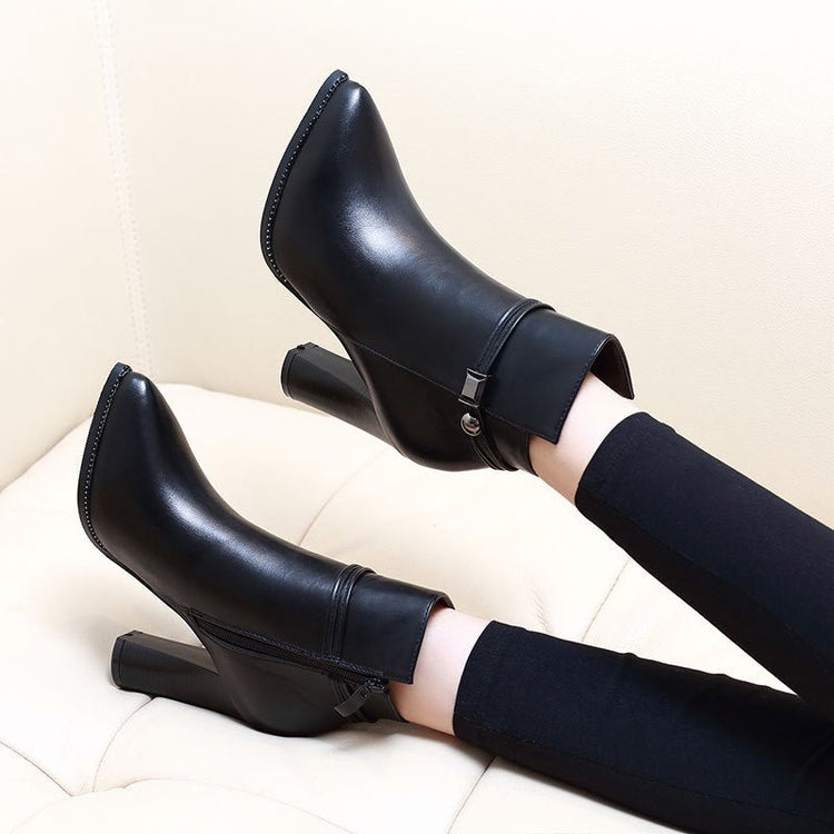 Sexy pointed Martin boots with plush - Serenity Spaces