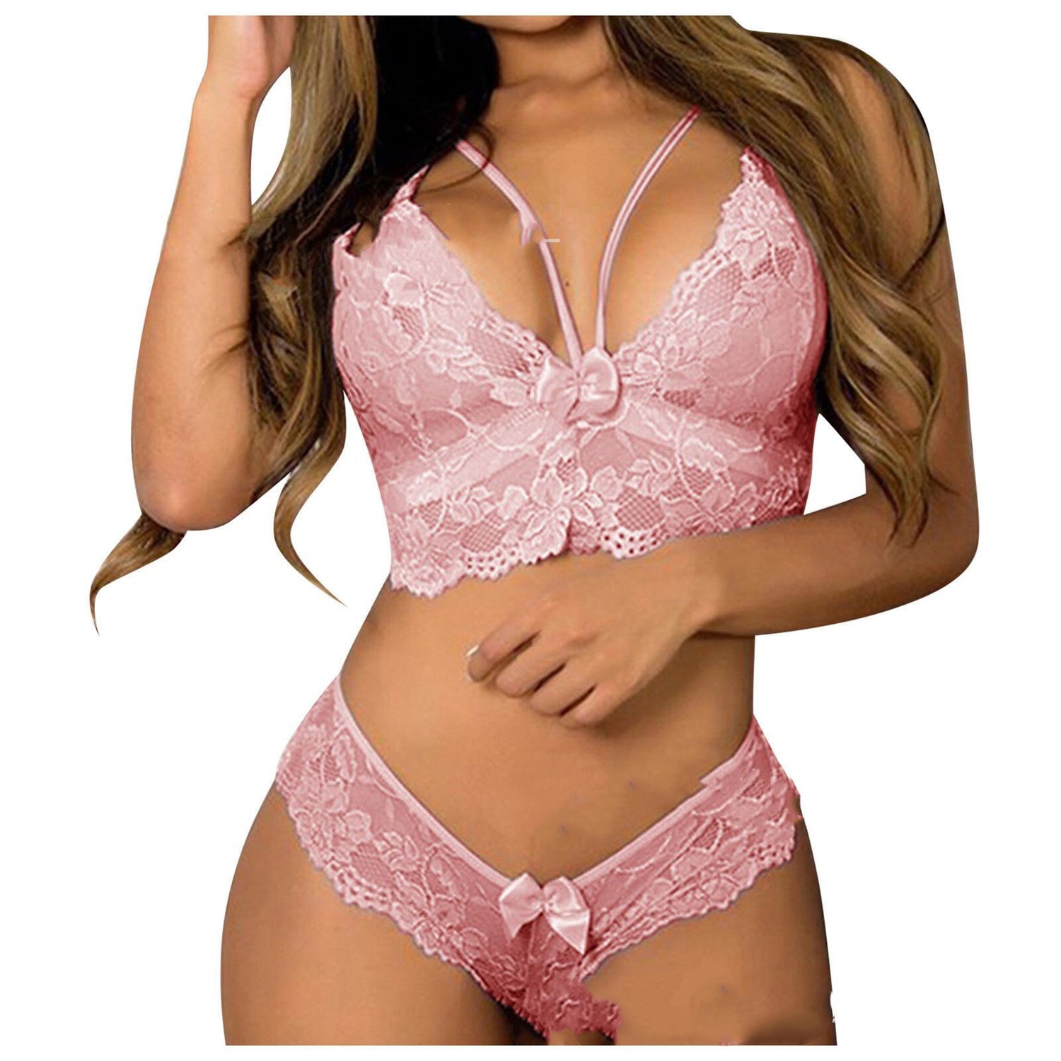 Sexy Women Plus Size Lingerie Corset Lace Floral Bralette Bra Two Piece Underwear Sexy Lingerie - Serenity Spaces