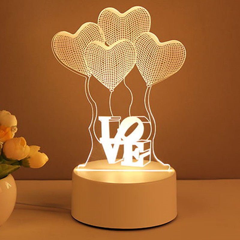 3D Lamp Acrylic USB LED Night Lights Neon Sign Lamp Xmas Home Decorations For Room Decor Valentines Day Gifts - Serenity Spaces
