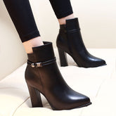 Sexy pointed Martin boots with plush - Serenity Spaces
