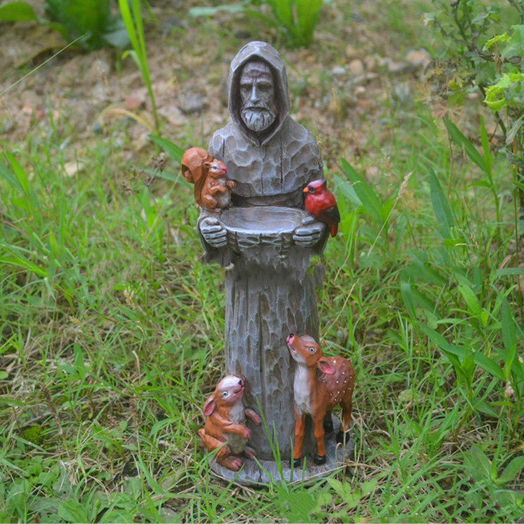 St. Francis And Animal Friends Resin Crafts Outdoor Garden Statue Bird Feeder - Serenity Spaces