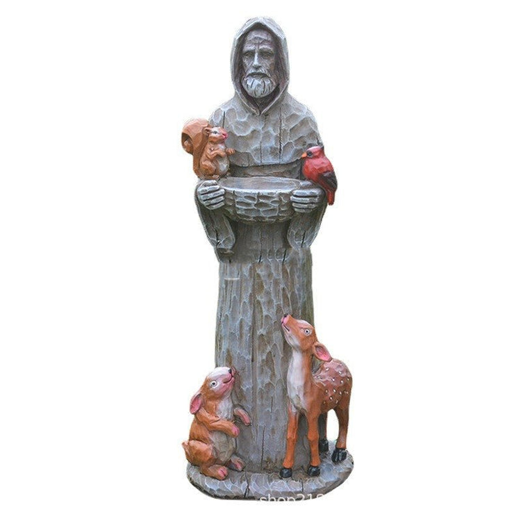 St. Francis And Animal Friends Resin Crafts Outdoor Garden Statue Bird Feeder - Serenity Spaces