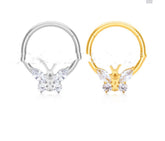 Fashion Butterfly Inlaid Zircon Closed Ring Nose Ring Stud Earrings Titanium Alloy Human Body Piercing Accessories - Serenity Spaces