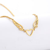 Hollow Heart Angel Wing Necklace - Serenity Spaces