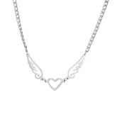 Hollow Heart Angel Wing Necklace - Serenity Spaces