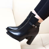 Sexy pointed Martin boots with plush - Serenity Spaces