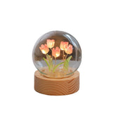 Artificial Tulip Flower Night Light Ornaments Handmade DIY Bedside Lamp LED Night Lamp Bedroom Decor Birthday Gifts Table Lamp - Serenity Spaces