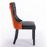 AA Furniture, Nikki Collection Modern, High End Tufted Solid Wood Contemporary PU And Velvet Upholstered Dining Chair With Wood Legs Nailhead Trim 2Pcs Set Black Orange, SW2101BO - Serenity Spaces