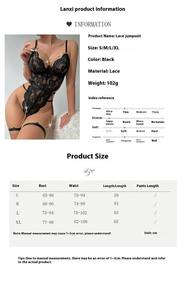 Lace See - through Passion Temptation Hollow Sexy Lingerie Suit Women - Serenity Spaces