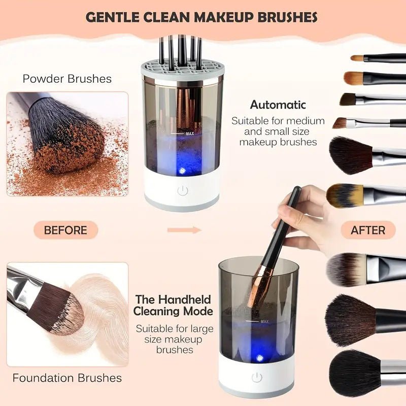 Makeup Brush Cleaner Automatic Rotating Makeup Brush Cleaner USB Portable Electric Cosmetic Makeup Brush Rotary Washing Machine - Serenity Spaces
