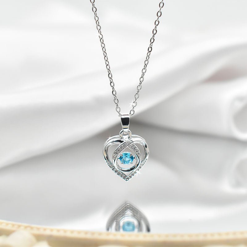Fashion Dancing Love Necklace With Rhinestones Personality Creative Clavicle Chain Heart - shaped Necklace For Valentine&