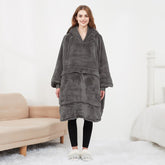 USB Heated Wearable Blanket Oversized Lazy Hoodie With Large Heating Area Back Cozy Warm Sherpa Hoodie Blanket No Battery Pack - Serenity Spaces