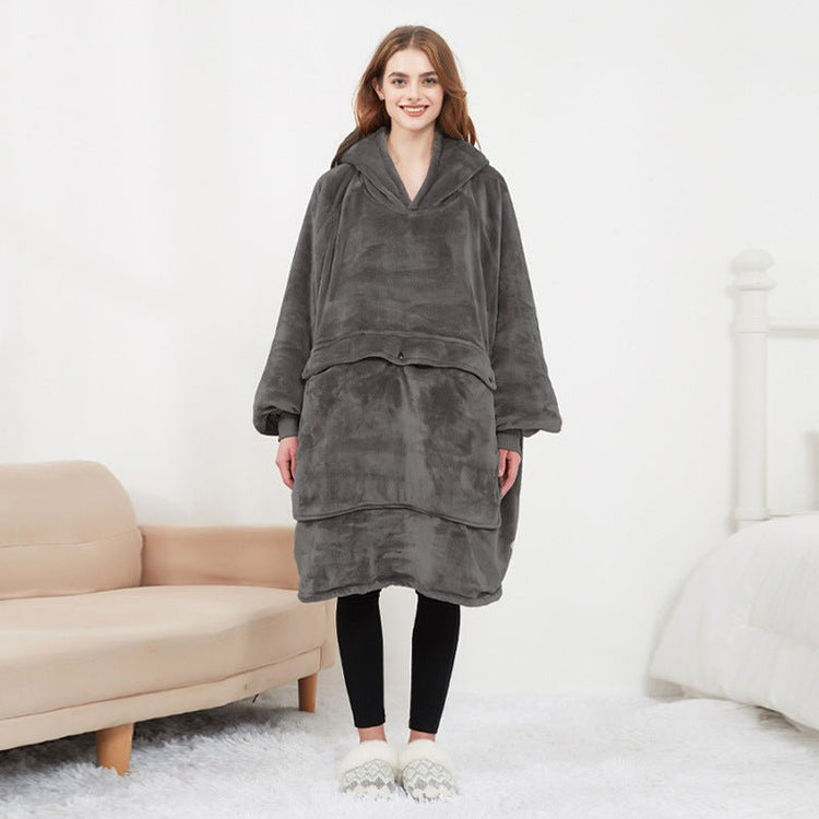 USB Heated Wearable Blanket Oversized Lazy Hoodie With Large Heating Area Back Cozy Warm Sherpa Hoodie Blanket No Battery Pack - Serenity Spaces
