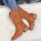 Pointed boots suede denim boots - Serenity Spaces