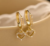 Retro Heart - shaped Pendant Ring Zircon Earrings Simple Style Pendant - Serenity Spaces