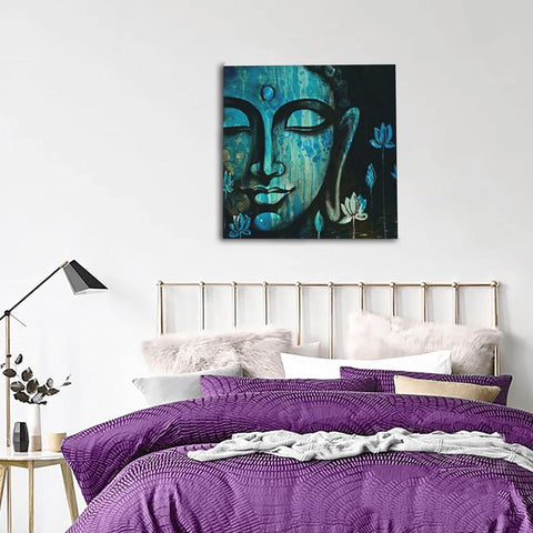 Buddha Wall Art Buddah Decoration Wall Decor Budha Decoration Home Meditation Room Decor Buddha Head Painting Zen Canvas Wall Art for Bedroom Livingroom Office Home Decoration 20X20Inch