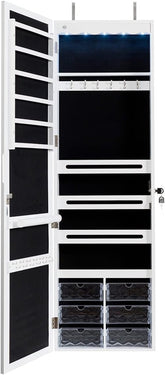 Jewelry Cabinet Armoire, Wall Mount Door Hanging, Lockable Jewelry Organizer with 47.5&