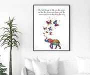 Elephant Wall Art Elephant Pictures for Wall Elephant and Butterfly Poster Motivational Quote Elephant Print Wall Art for Living Room Elephant Family Illustration Art Painting 16*24 Inches No Frame