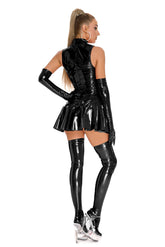 Patent PU Leather Mirror Lingerie Women Tight One Piece Dress - Serenity Spaces