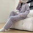 Autumn And Winter Zippered Fleece - lined Thick Coral Pajamas Loungewear Sleepwear - Serenity Spaces