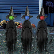 3 Pcs Halloween Decorations Outdoor Light up Hanging Ghost, Halloween Ghost Decor with Witch Hats and Spooky Eyes for Halloween Tree Yard Lawn Patio Decorations Party Décor