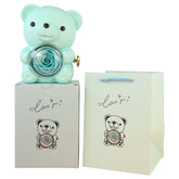 Eternal Rose Teddy Bear Gifts Box With Necklace Rotate Rose Jewelry Box Valentine Wedding Storage Gift Case For Women Girlfriend - Serenity Spaces