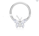 Fashion Butterfly Inlaid Zircon Closed Ring Nose Ring Stud Earrings Titanium Alloy Human Body Piercing Accessories - Serenity Spaces