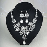 Rhinestone Pearl Earrings And Necklace Set Women - Serenity Spaces