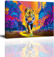 Bedroom Tiger Wall Art, Abstract Canvas Work for Living Room & Bathroom, Wooden Framed (12X16)