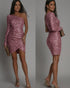 One Shoulder Long Sleeve Party Dress Women - Serenity Spaces