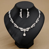 Rhinestone Pearl Earrings And Necklace Set Women - Serenity Spaces