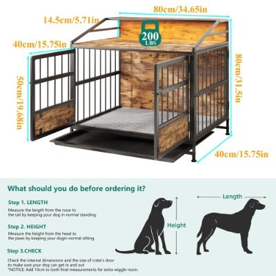 Multi - function Furniture Style Dog Crates With Storage, Dog Crate Furniture Large Wooden Dog Kennel With Double Doors, For Large Medium Dog Indoor, Brown - Serenity Spaces