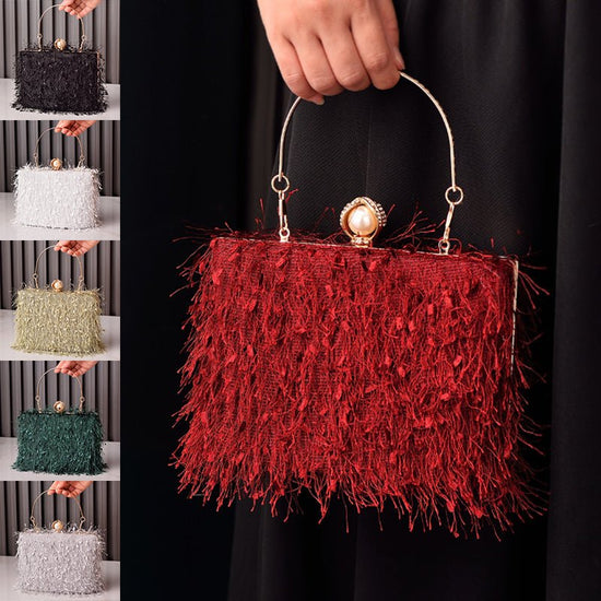 Tassel Handbags Women Dress Party Evening Bag Fashion Luxury Designer Square Bags Crossbody Shoulder Bag Ladies - Serenity Spaces