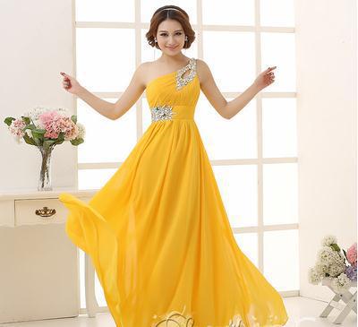 Evening dress one - shoulder dinner banquet long banquet - Serenity Spaces