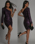 One Shoulder Long Sleeve Party Dress Women - Serenity Spaces