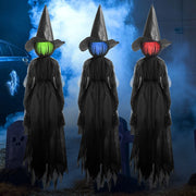 3 Pcs Halloween Decorations Outdoor Light up Hanging Ghost, Halloween Ghost Decor with Witch Hats and Spooky Eyes for Halloween Tree Yard Lawn Patio Decorations Party Décor